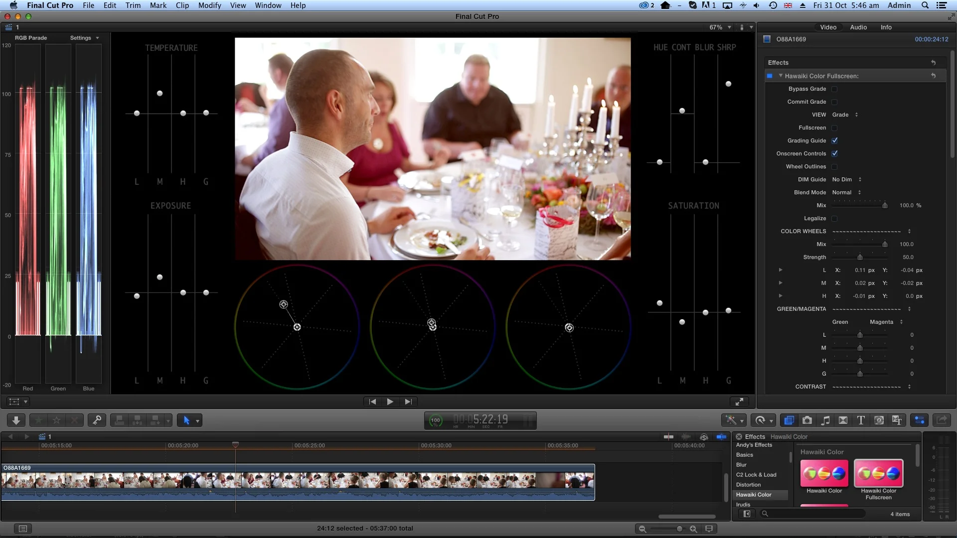 FCPX feels and works a lot more like a professional grading application with Hawaiki Color, although as I mention below, there are still features I would like to see added.