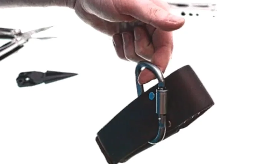 A carabiner clip like this works, but it will sometimes flip upside down so it's not ideal.
