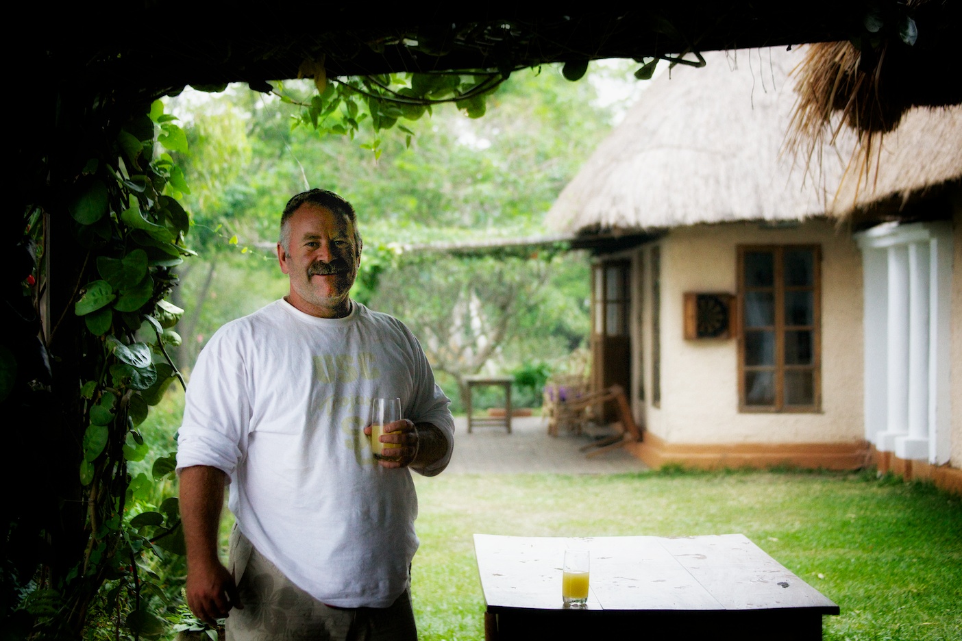 Leo in the welcome area of Ndali lodge