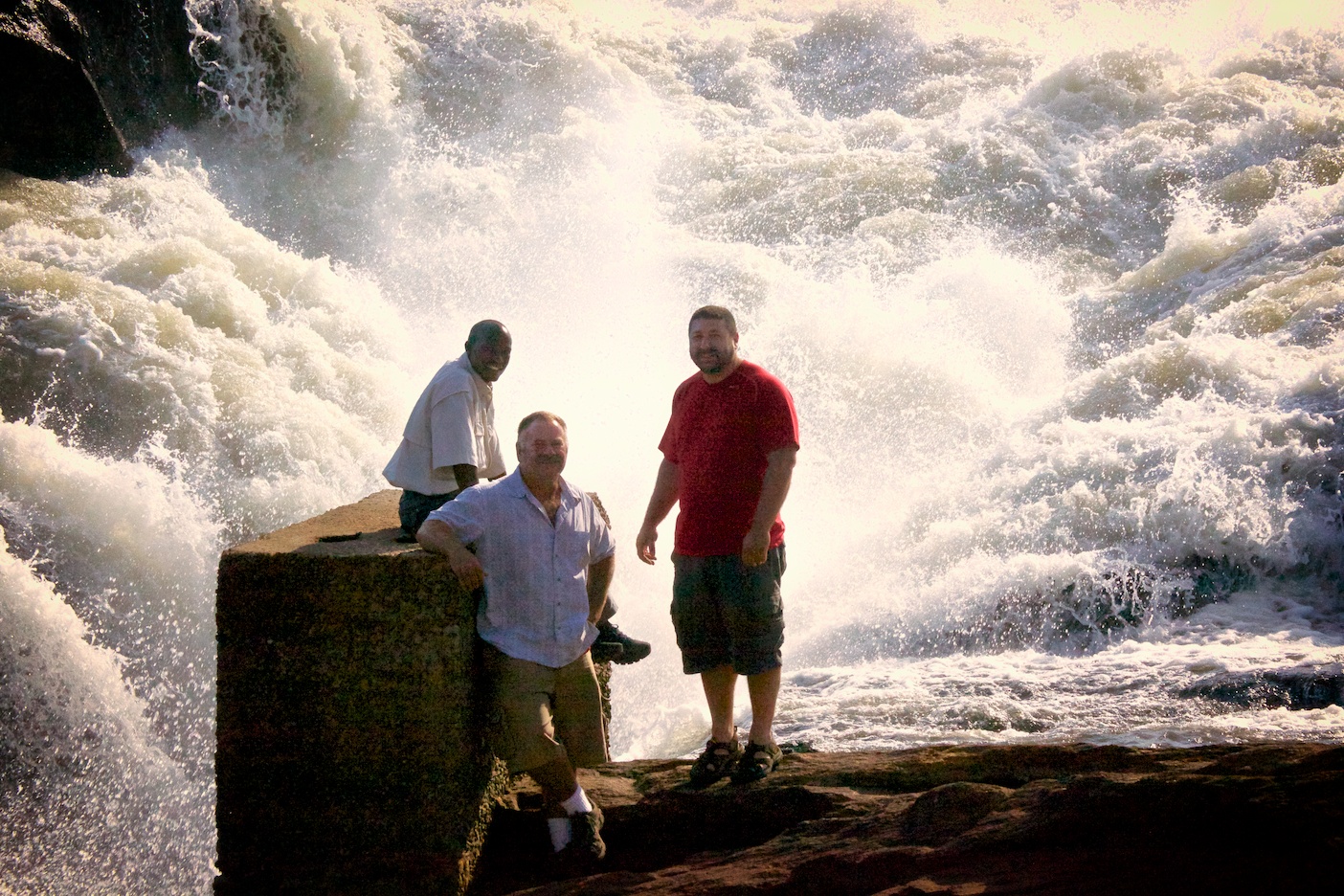 Habib, Leo and I at the top of the Murchison falls.