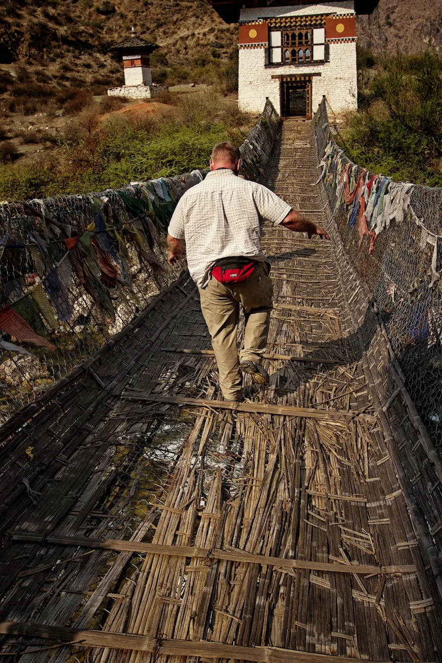 Leo crossing a bridge