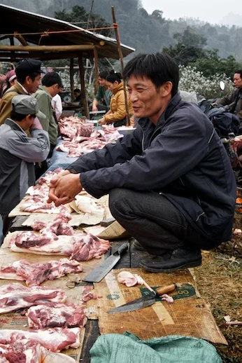 The butcher on a table.