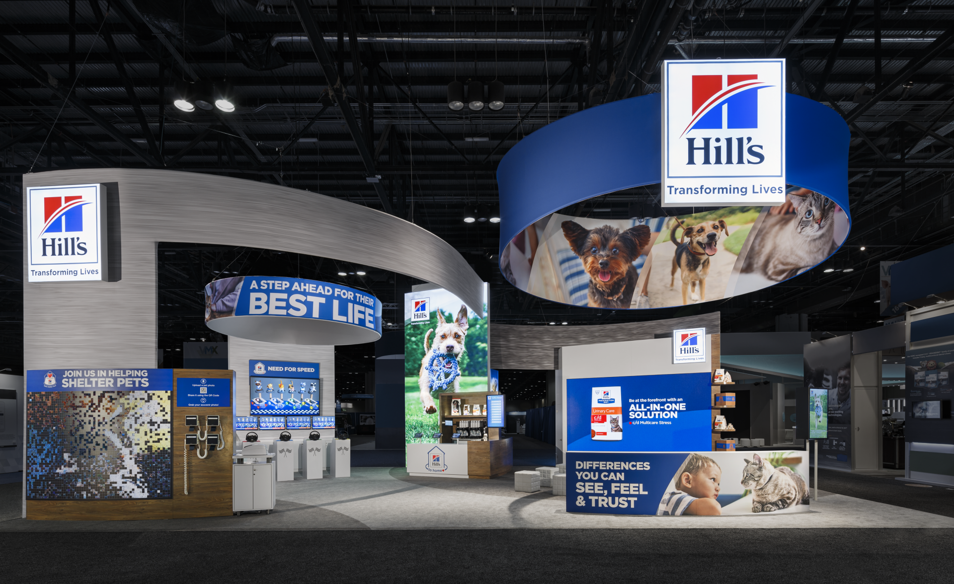  Photo mosaic and custom racing game.  Hills asked attendees to submit photos of their pets, then printed them on stickers to produce a composite photo mosaic. 