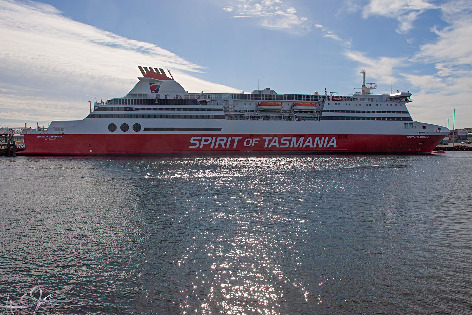 "Spirit of Tasmania II" alongside the pier after arriving in Devonport.