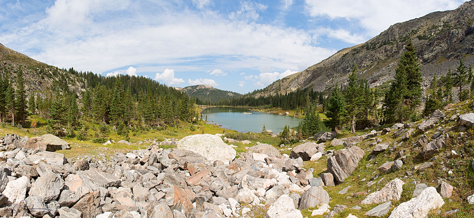 Timber Lake from the rock fall at its head.
