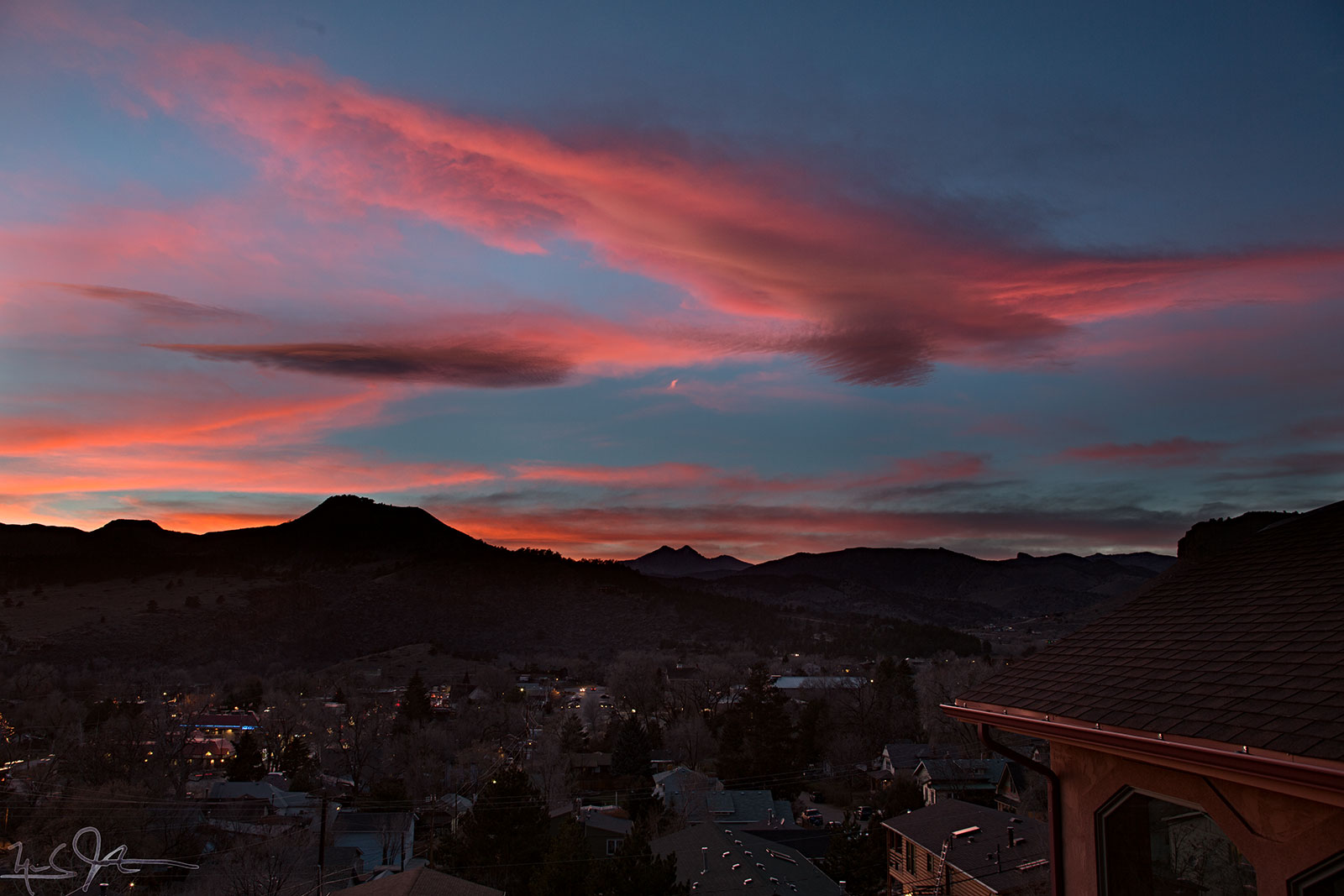 Sunset over Lyons, Colorado.