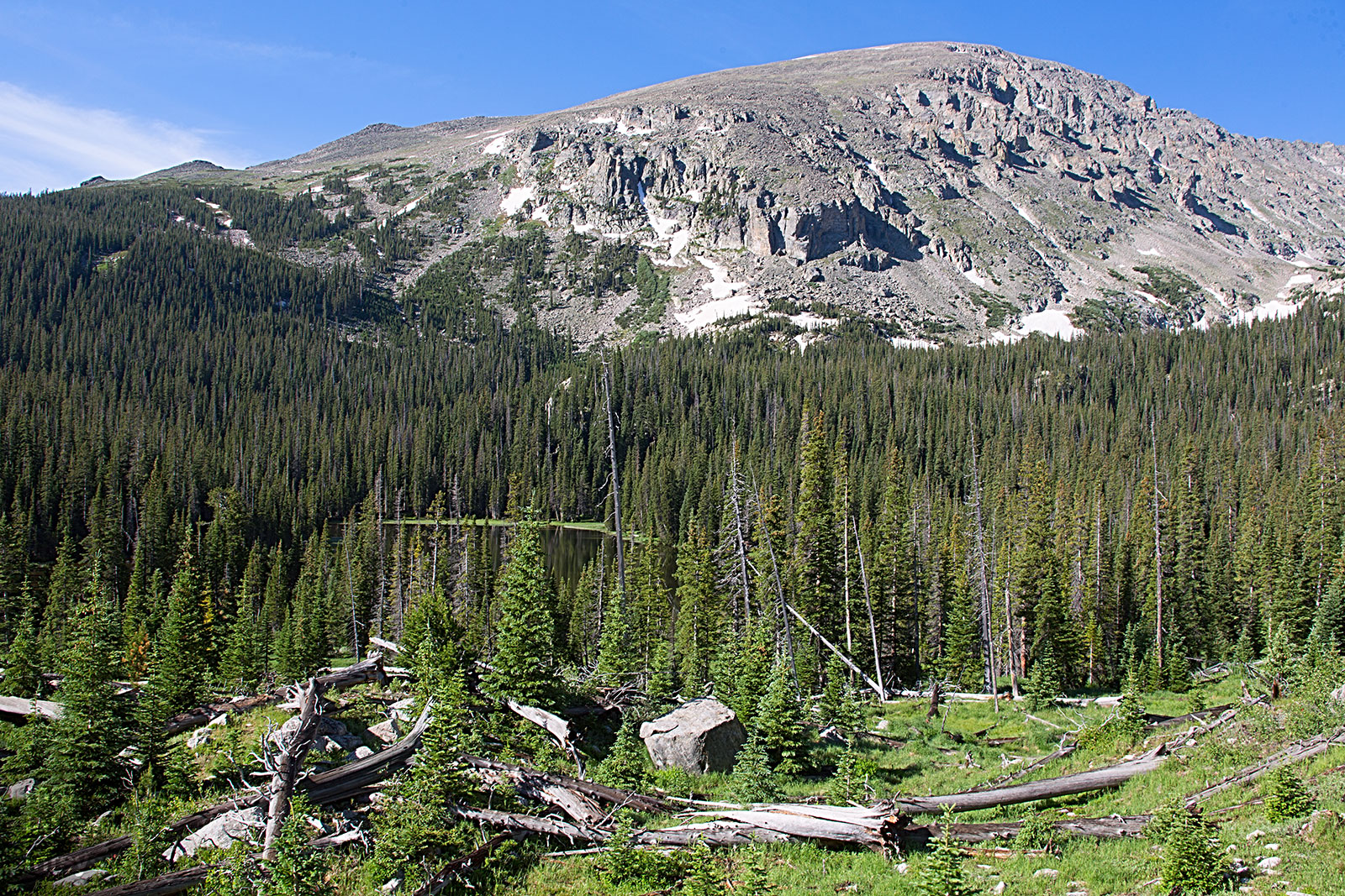 Copeland Mountain, whose smooth brow yields to a very rugged northwest face.