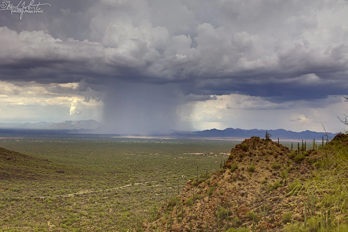 Rain squall west of Tucson, Arizona, from Gates Pass.