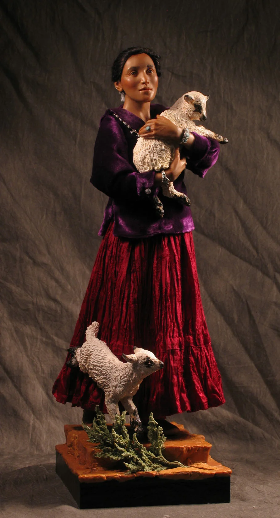 Portrait of a Navajo Grandmother, in Kato Polyclay, about 14" tall.