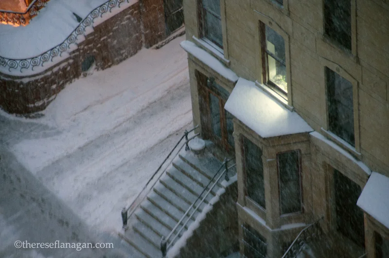 Light from a window while snowing