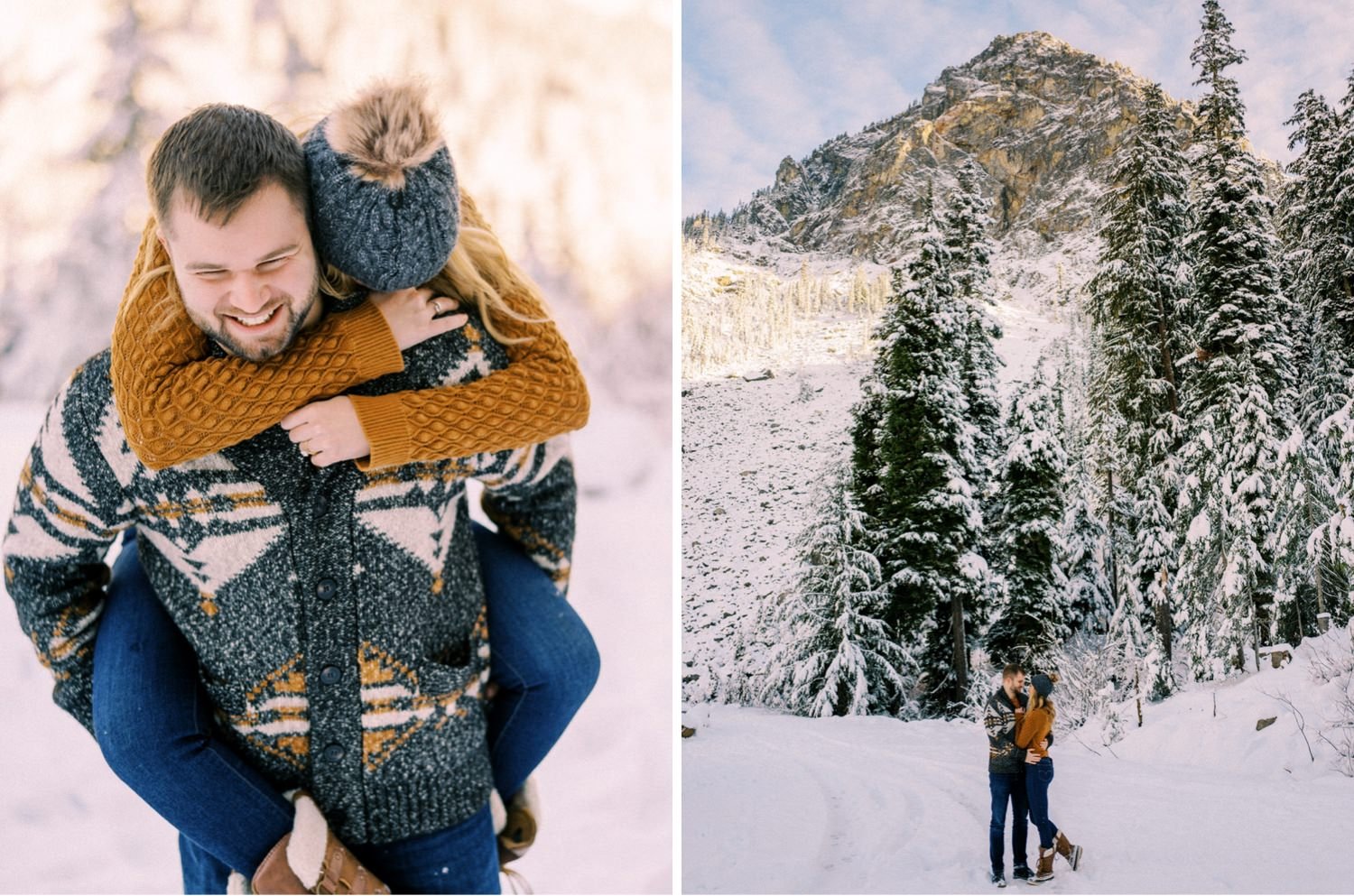10_Snowy engagement photos at Snoqualmie Pass near Seattle, with a film-like style by Ryan Flynn Photography.jpg