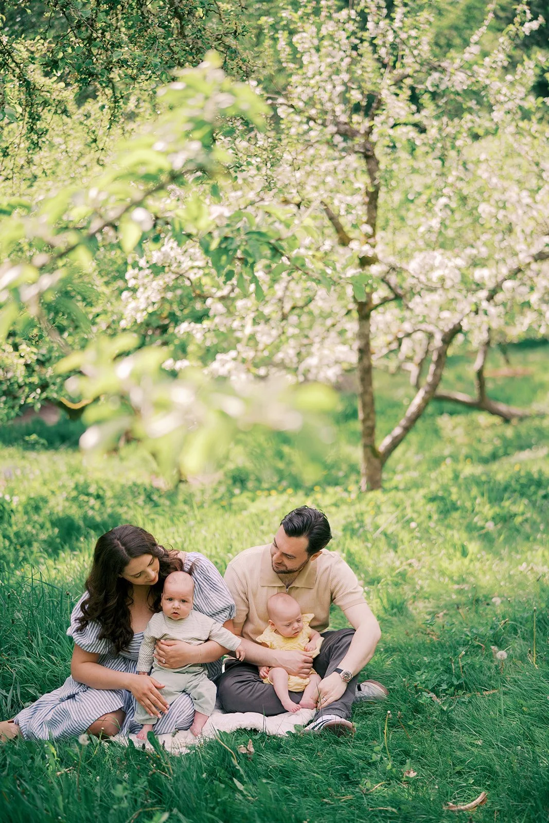 family portraits at Carkeek Park in Seattle in a filmy natural candid style, by Ryan Flynn Photography