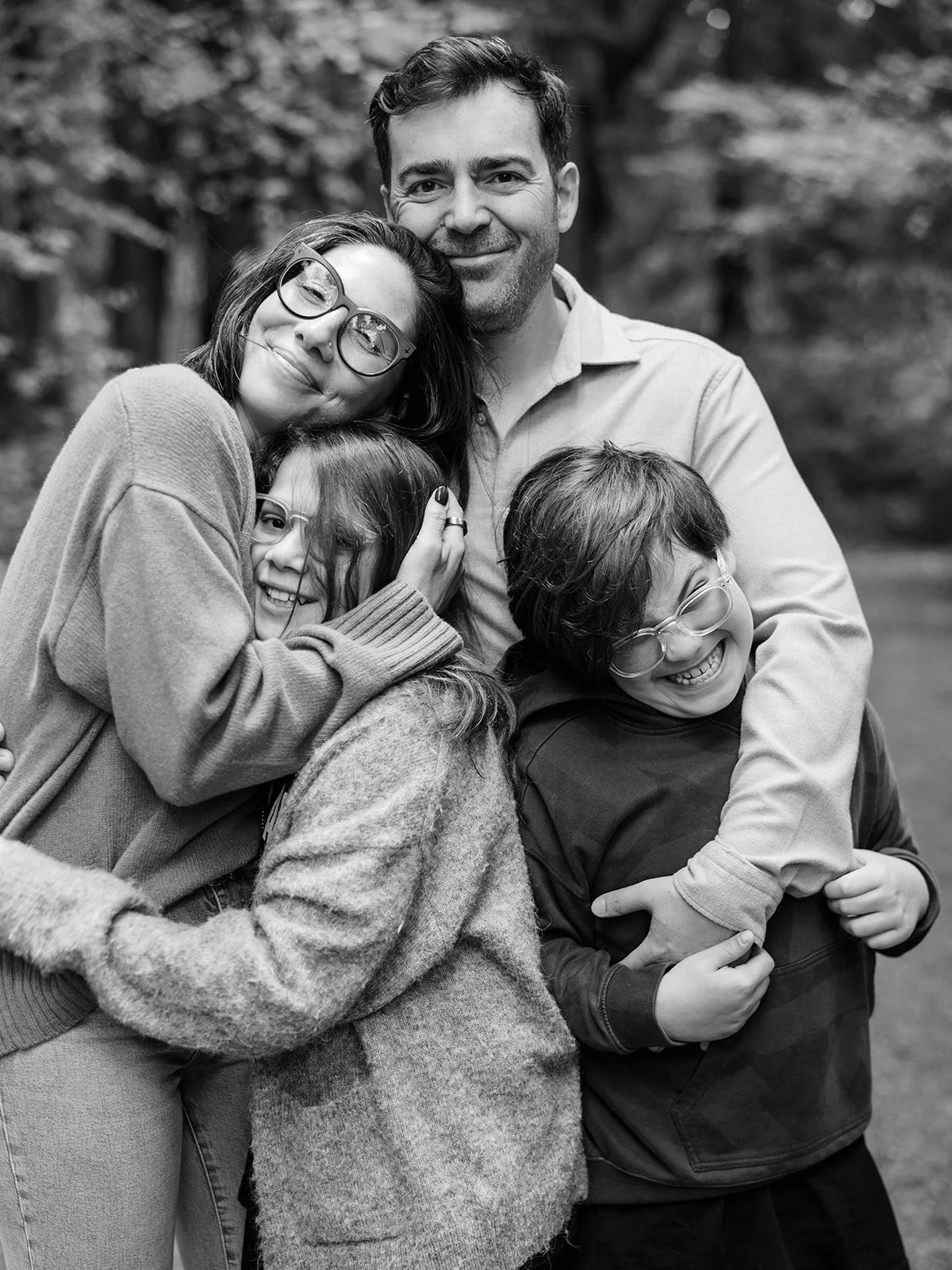 family portraits at Seward Park in Seattle in a filmy natural candid style, by Ryan Flynn Photography