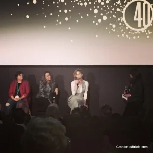 STORY OF A GIRL post-screening discussion with (from left) author Sara Zarr, screenwriter Emily Bickford Lansbury, and first-time feature director Kyra Sedgwick