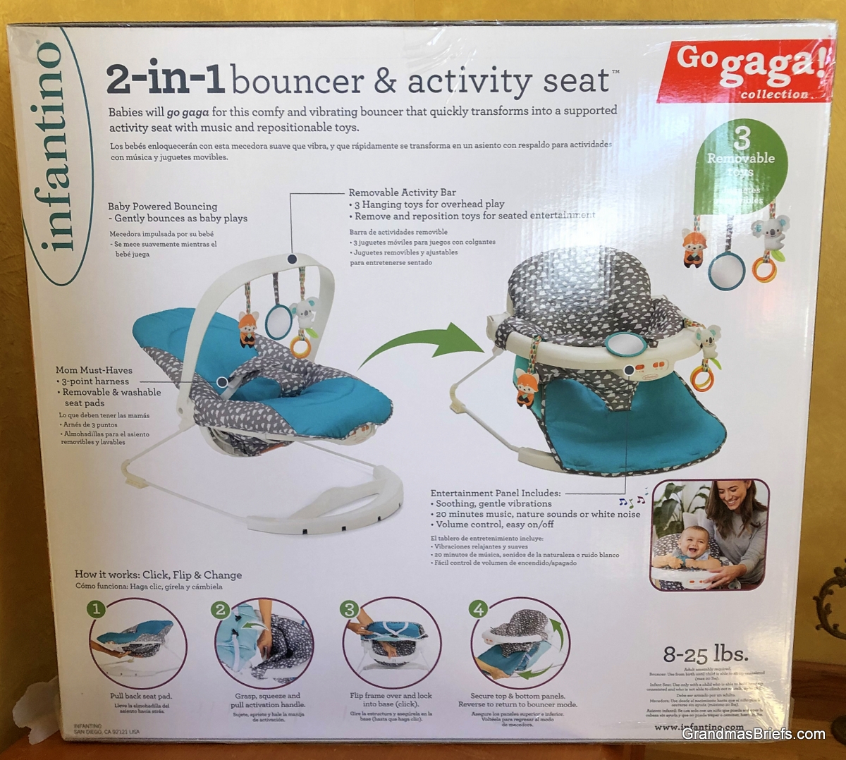 infantino gaga 2 in 1 bouncer and activity seat