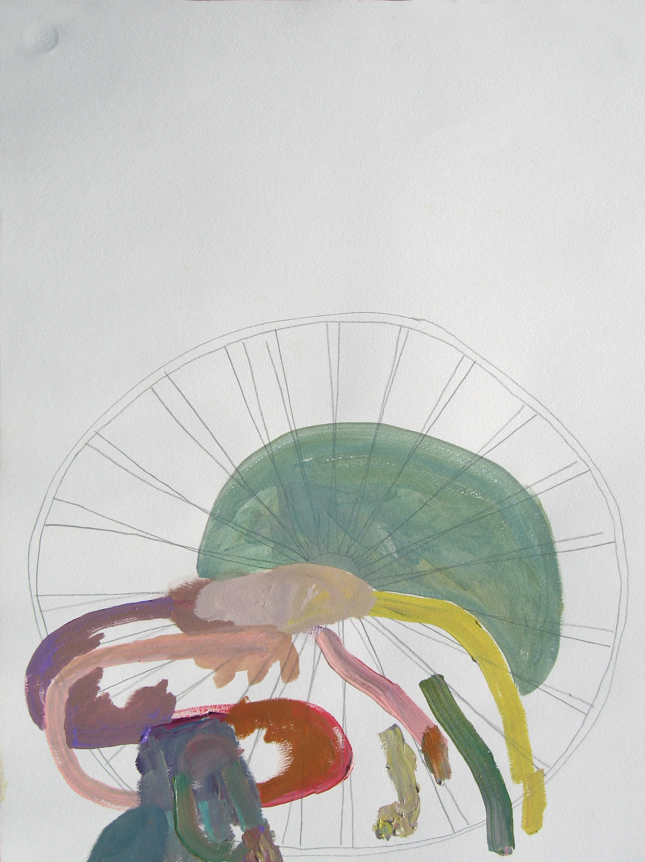 Wheel and spokes (diagram B of the solar system) acrylic and pencil on paper 24"x36"