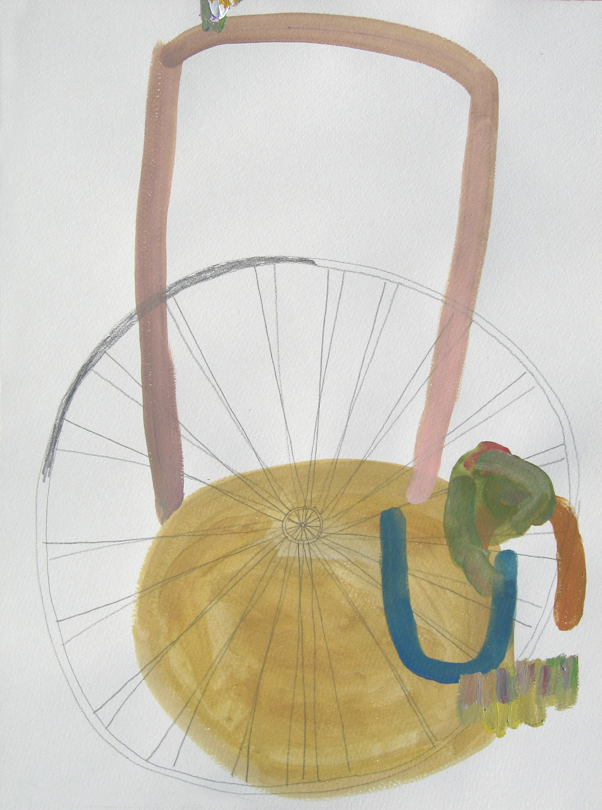 Wheel and spokes (diagram A of the solar system) acrylic and pencil on paper 24"x36"