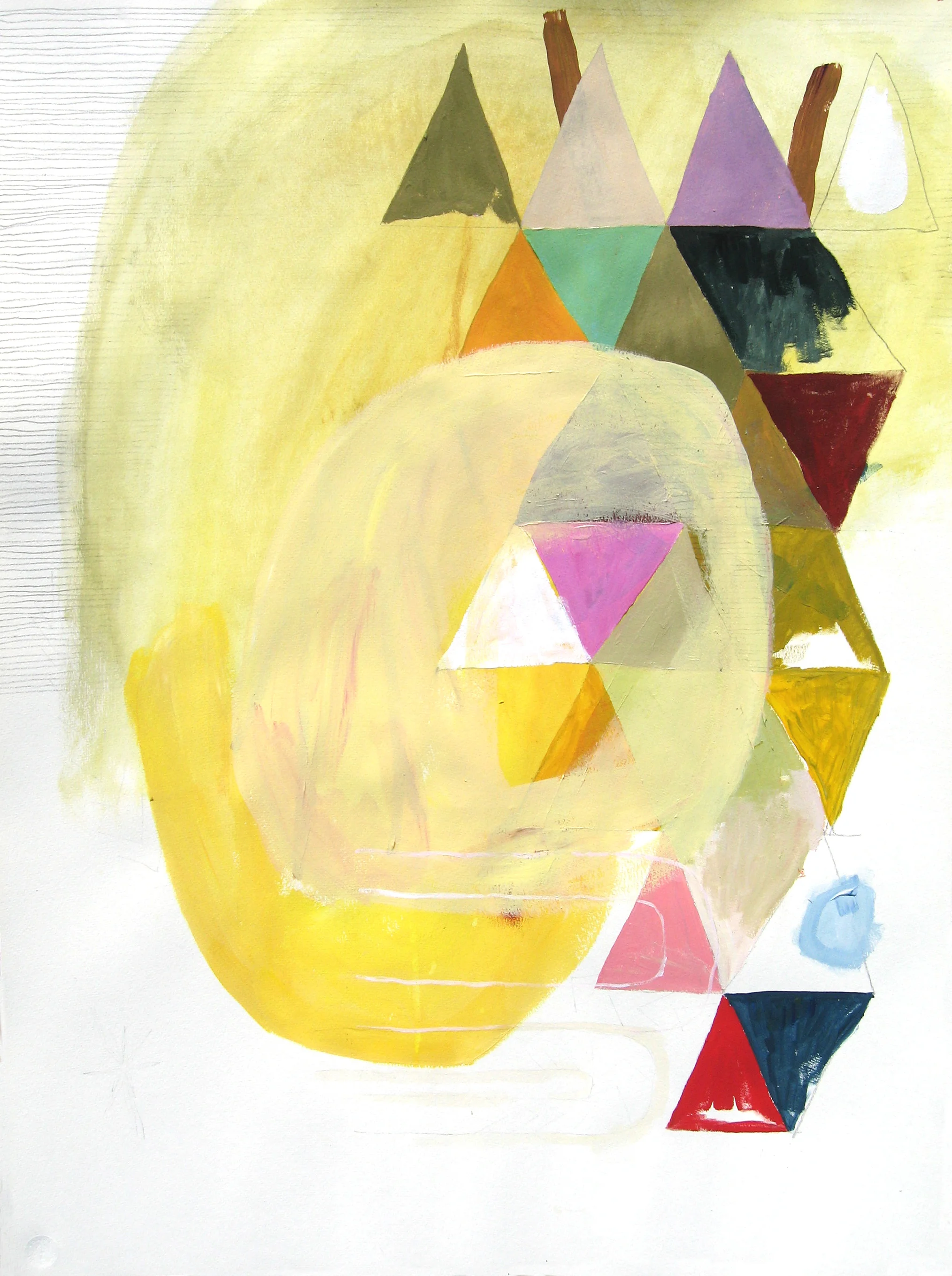 Captured Portal (Allusion of a Sun Temple) acrylic and pencil on paper 24"x36"