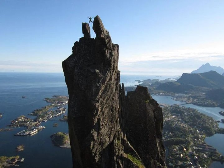 At the top of Svolværgeita, Lofoten, Norway. Source: thechive.coma