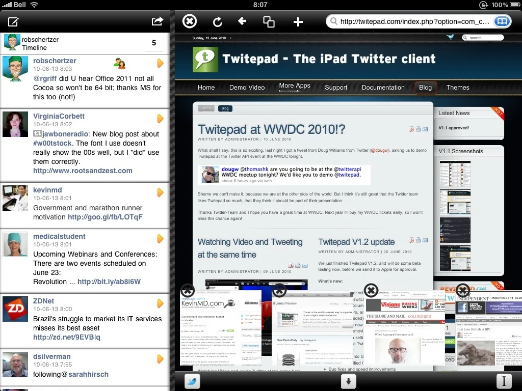 Twitepad timeline & browser
