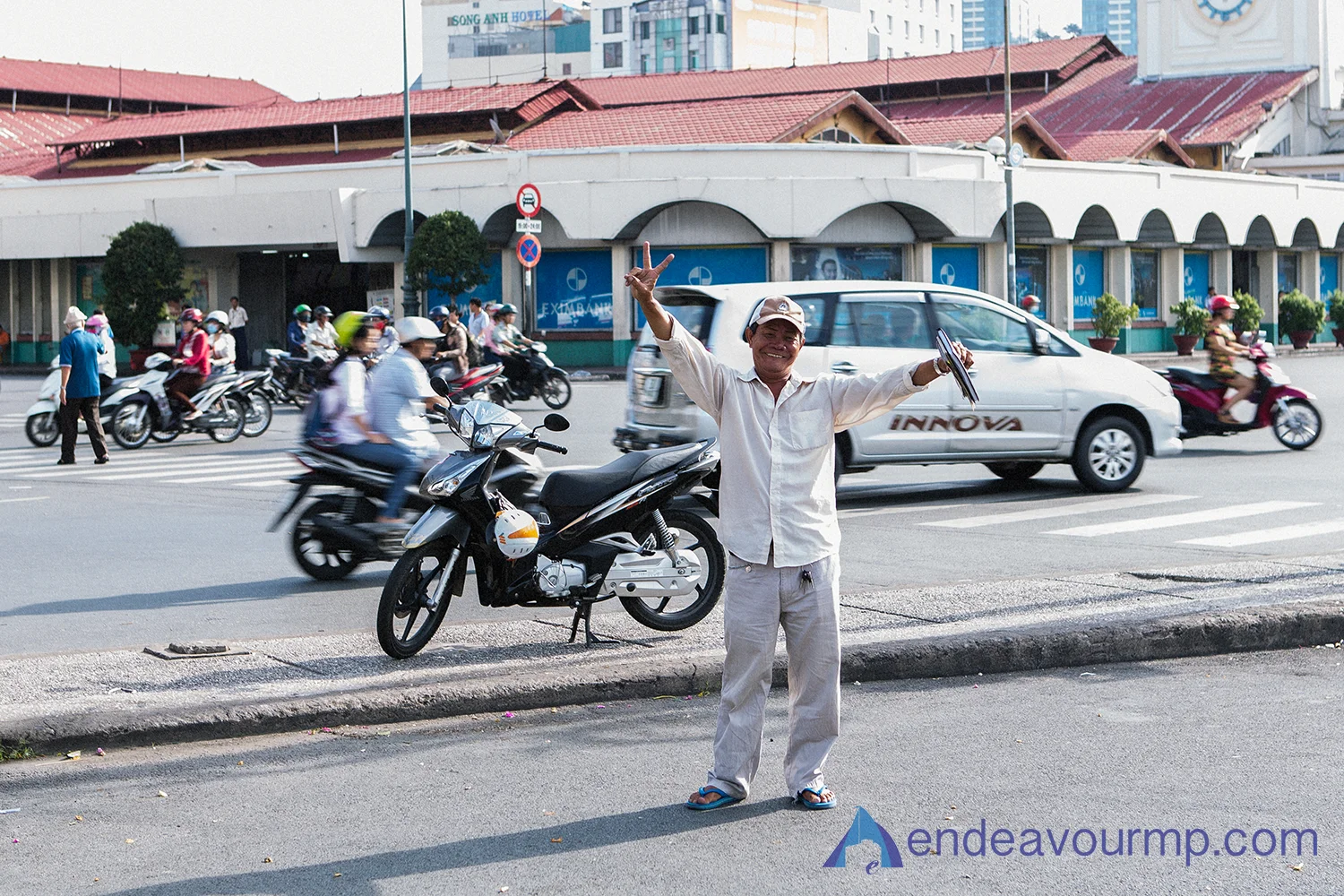 The only guy who tried to sell us something that early! (It was a "motorbike" ride)