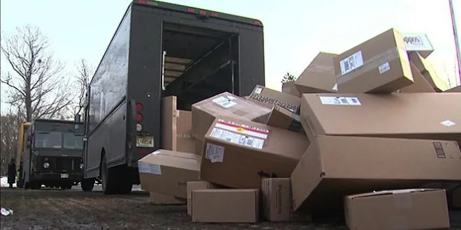 Mishandled packages, many marked Fragile. (Photo credit: www. RuralInfo.net )
