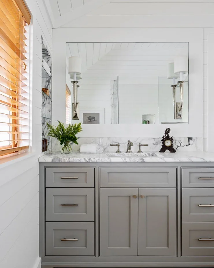 Timeless sophistication inHighlands 🖤 After almost two years of planning, designing and a full gut renovation - I am thrilled to share a shot of one of our clients newly completed bathrooms in this 1930&rsquo;s cabin.
#spellacyschroederinteriors #go