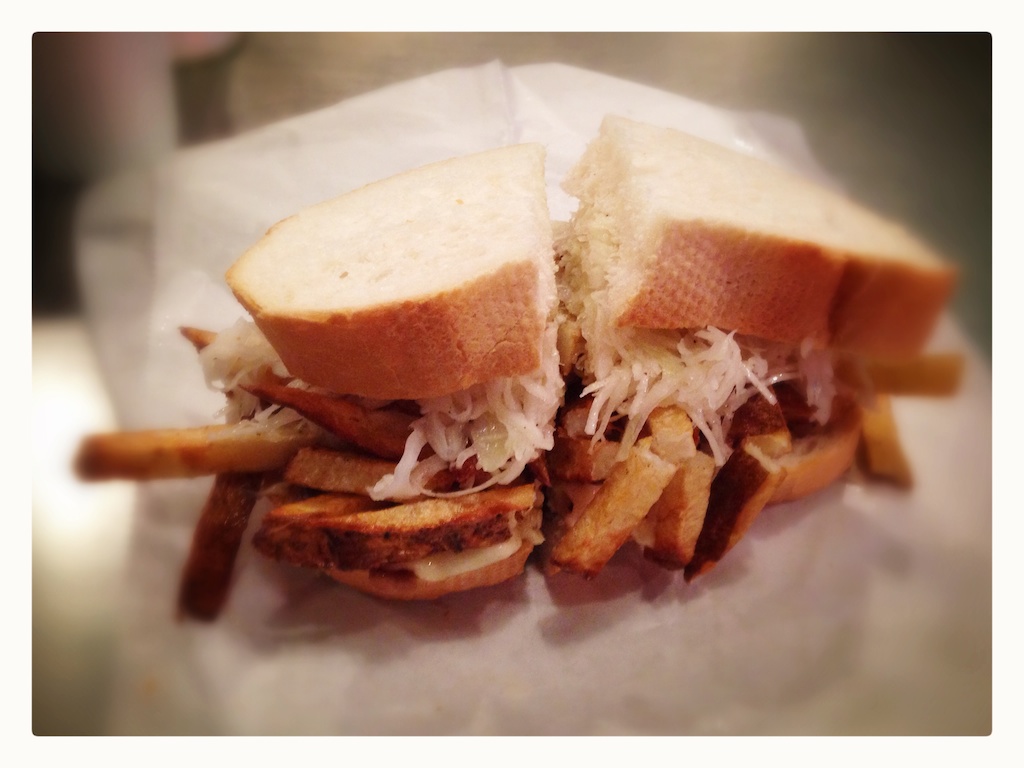 A Primanti Bros. roast beef and cheese drowned in french fries and slaw.