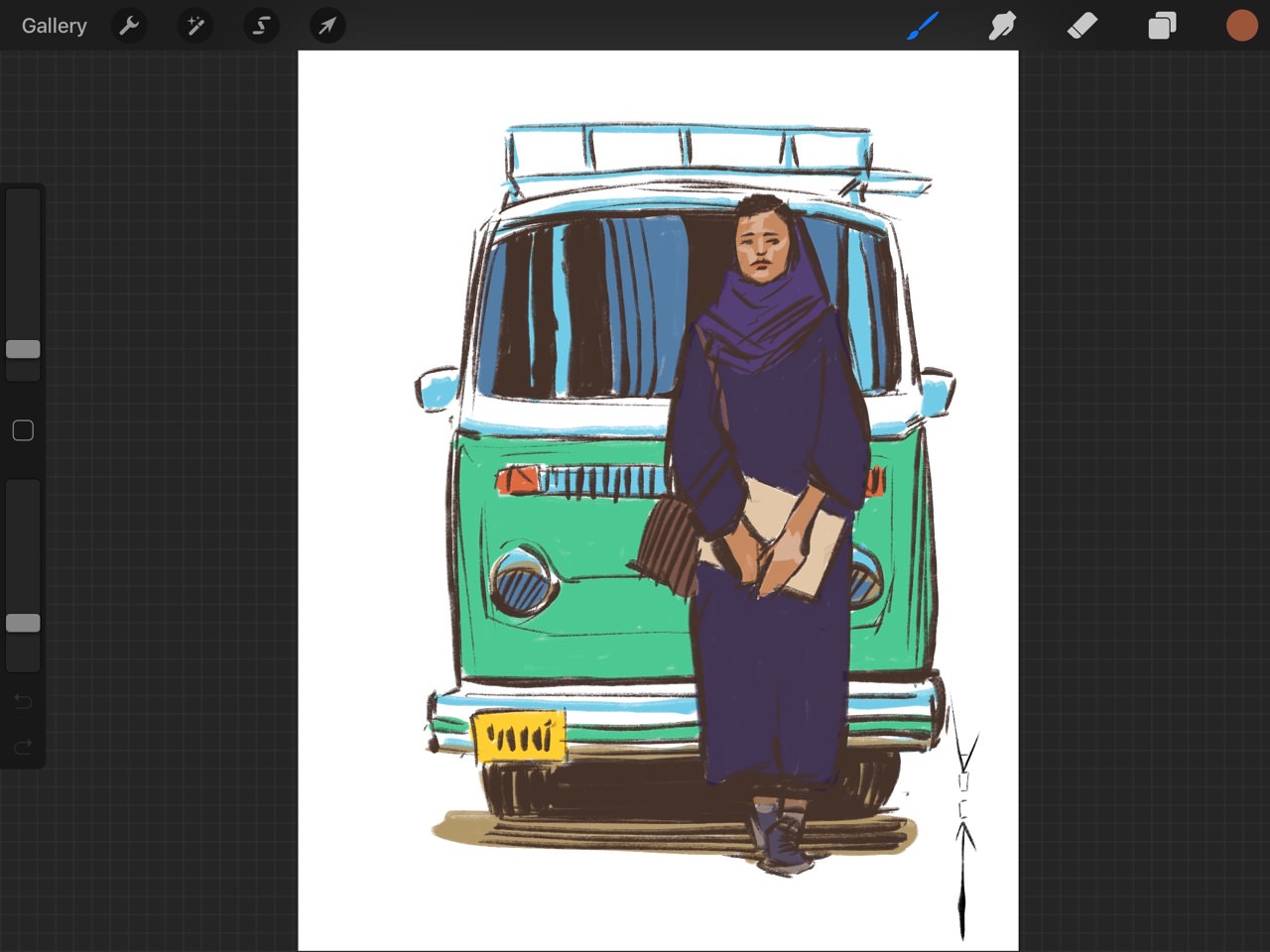 Girl and Bus WIP