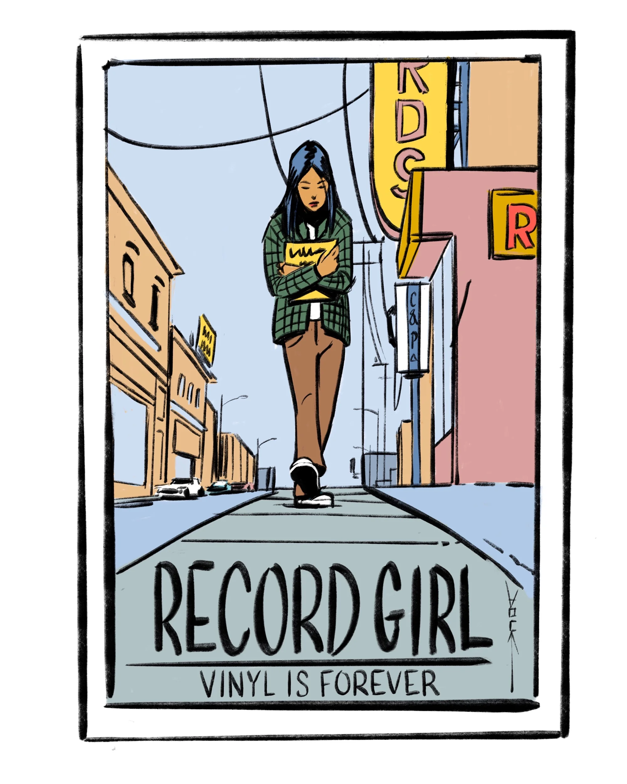 RECORD GIRL COVER - VINYL IS FOREVER