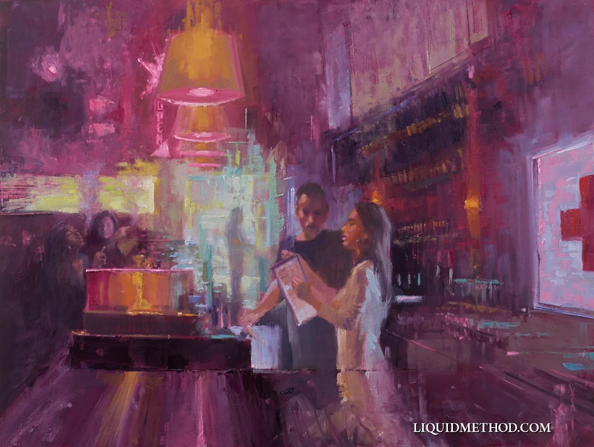 The Bar Menu 18x24 oil on Panel