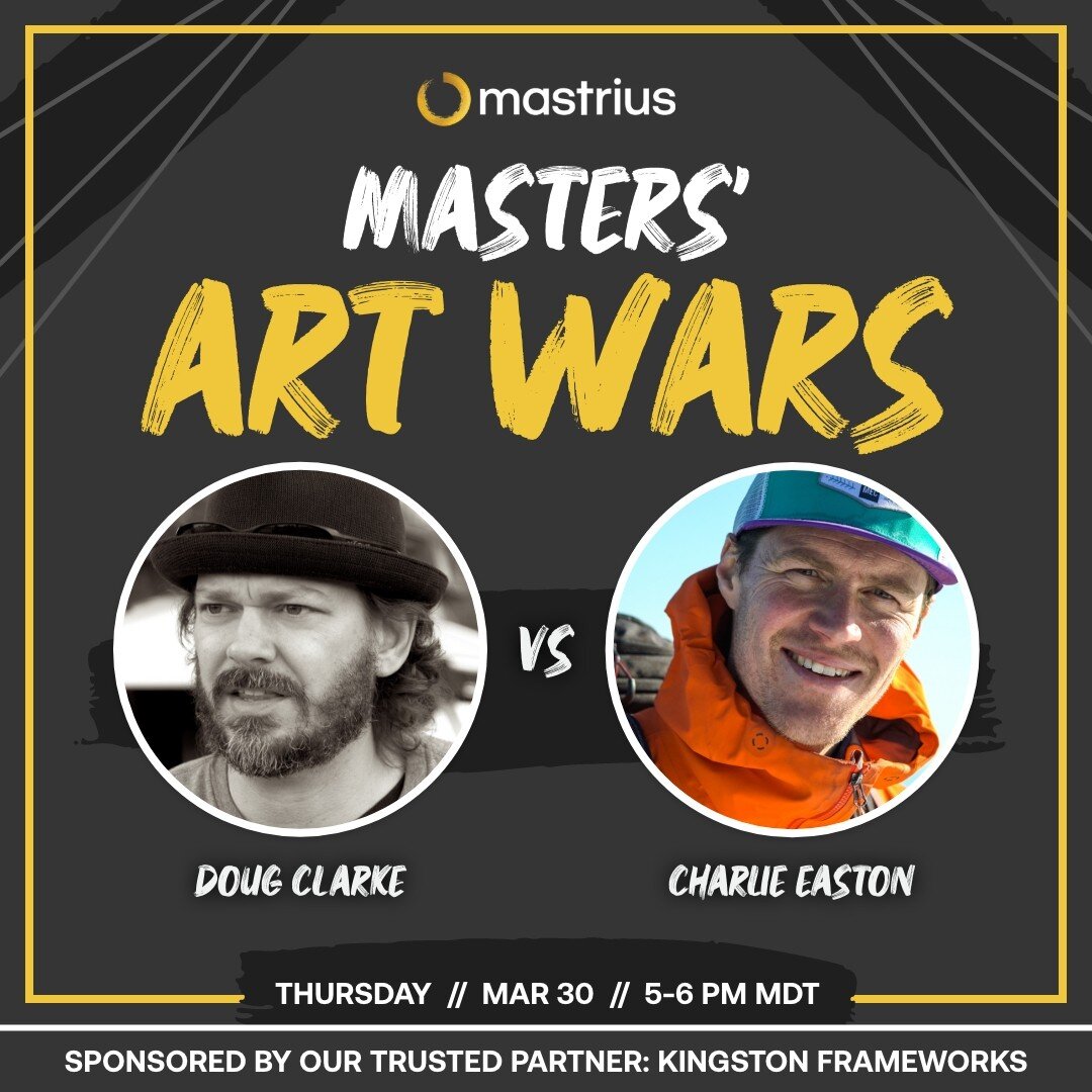 Starts in less than an hour! Join me and @charlieeaston as we paint LIVE. We'll be available to chat and answer questions! @mastrius.official Art WARS, https://www.mastrius.com/.../master-art-battle-doug.../
