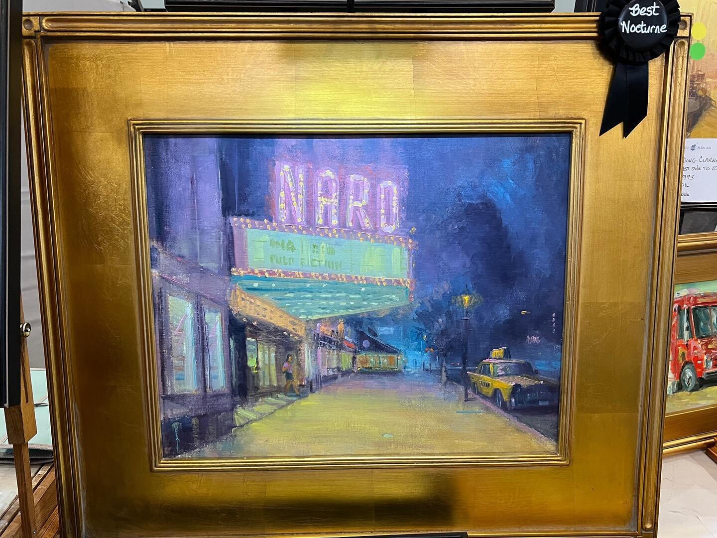 Honored to get Best Nocturne Award from Vlad Duchev for my painting, &ldquo;Last One to Exit&rdquo;. 
Last day to see the work for the farewell Coastal VA Plein Air Event today-12-4. 4550 E Beach Drive in Norfolk! #fineart #art #painting #oil #instaa