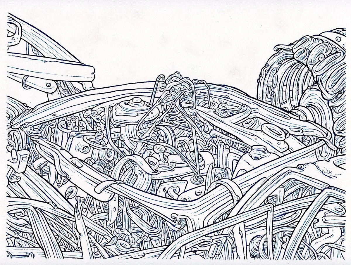 Container - blue ink study 2013 - 10" x 12"