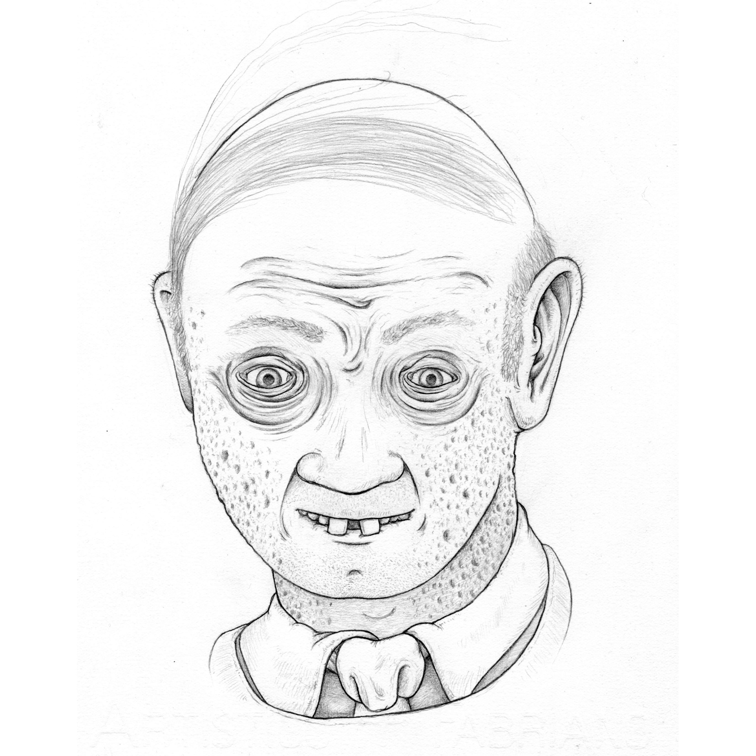 Mr. Setzer, my high school speech teacher from Mequon, WI. in 1990 drawn for our Teachers from Memory project with Renee French . Mr. Setzer used to challenge students with verbal quips and would usually "win" (end it) by essentially implying that his challenger is gay. Watercolor coming soon.