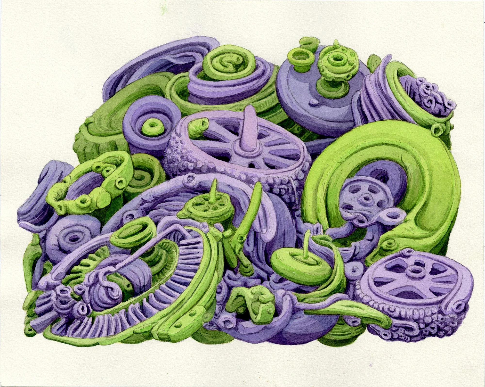 Color Crash (purple and green) original drawing