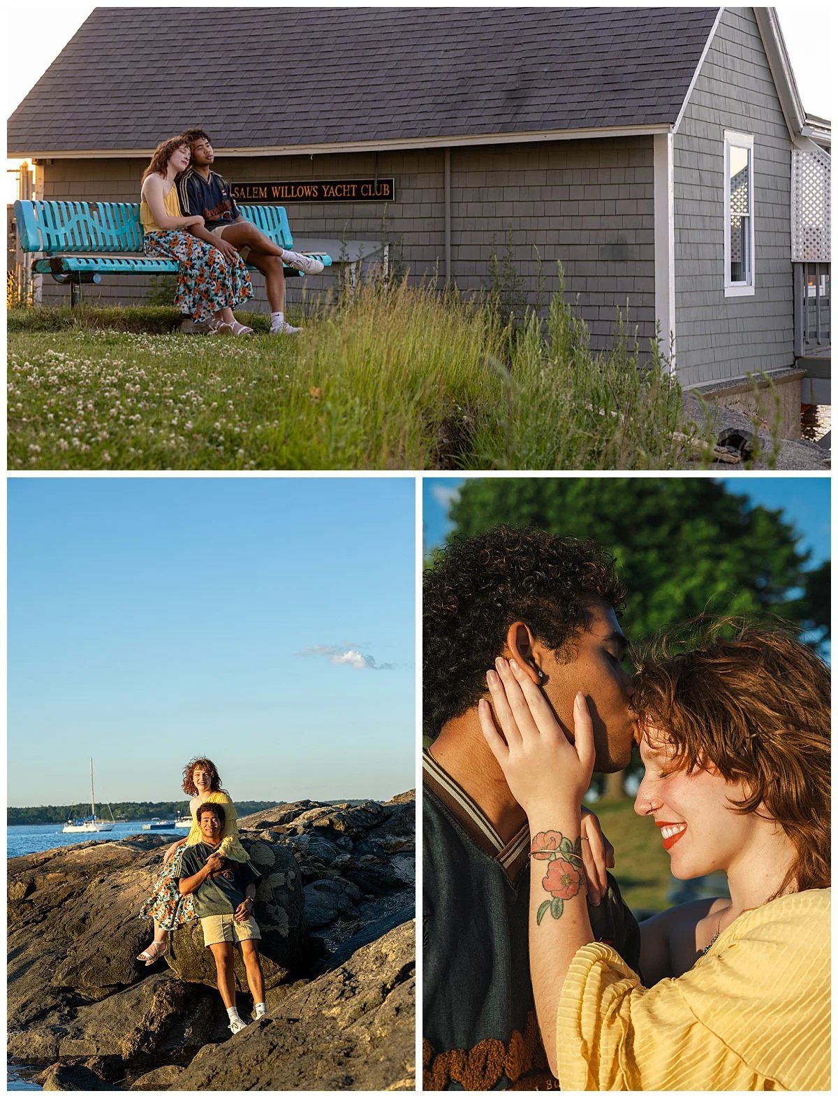 Photo collage of a couple sitting with one another during a Boston engagement session by Ryan Richardson Photography