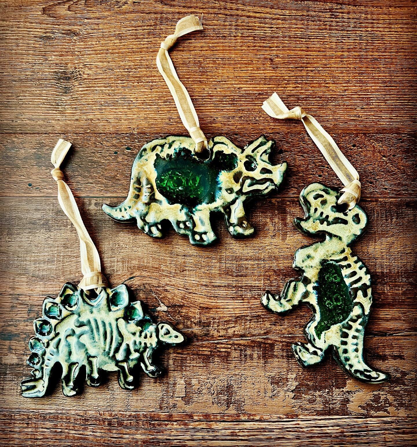 My newest #ornaments this year!  I love #dinosaurs soo much!  And exploding whale in my kiln took a few out (something about that sentence just seems right) so I only have a few available at the moment. Message me if you want one before my show this 