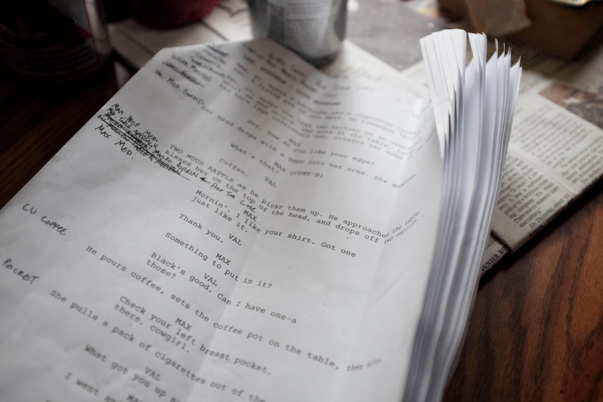 Zach Frankart's script with shooting notes