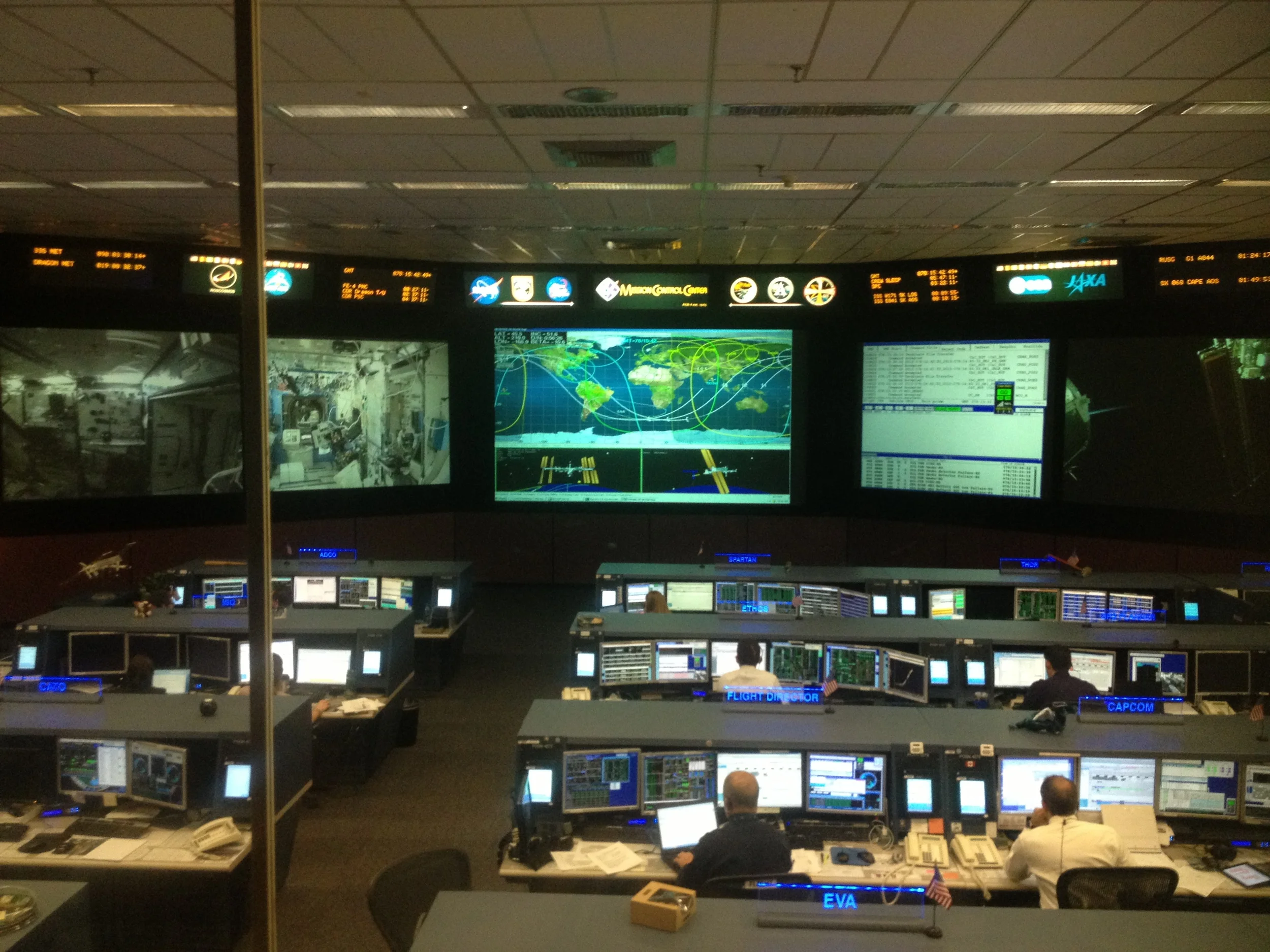 The current Mission Control room which is used to monitor the space station. When manned spaceflight returns to the US, they'll have more to work on!