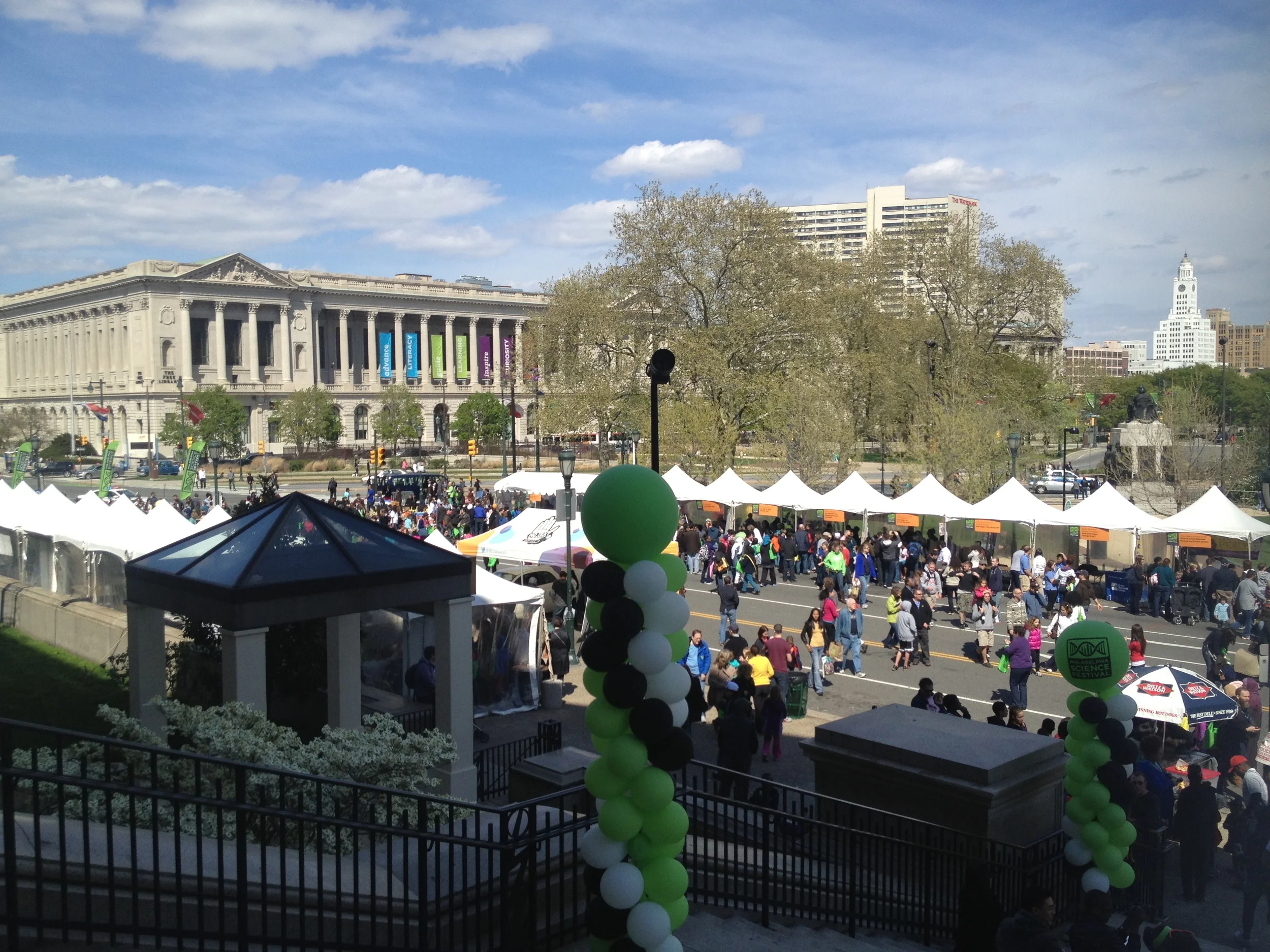 The festival with the Philadelphia Free Library in the background