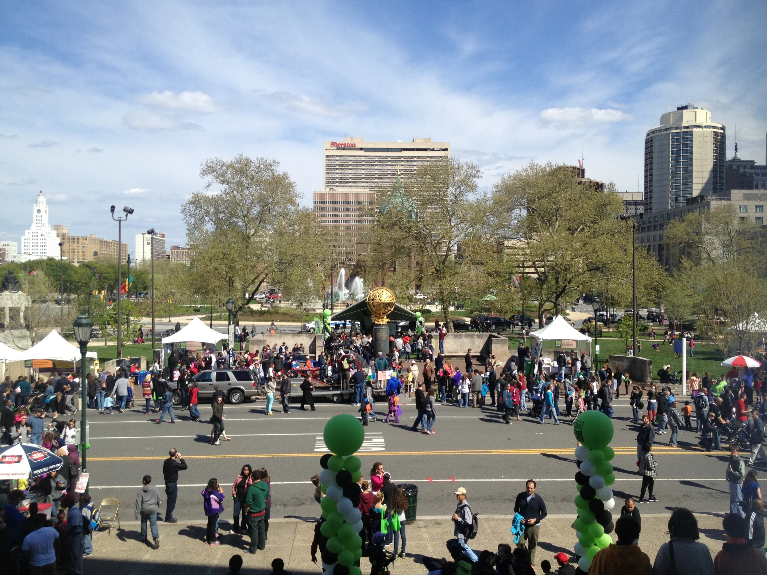 The festival with the Sheraton in Center City in the background