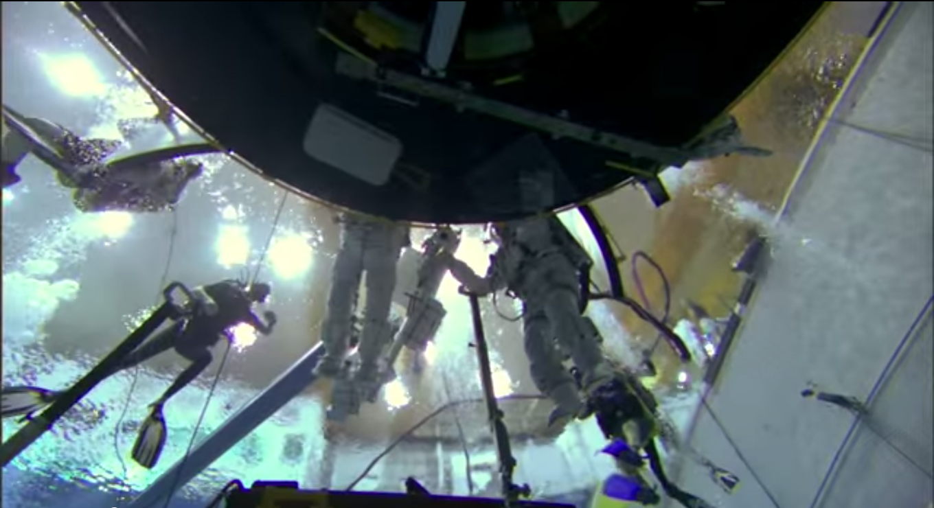 Astronauts train for certain missions, including Hubble service repair, by performing in special underwater tanks. This simulates a zero gravity environment.