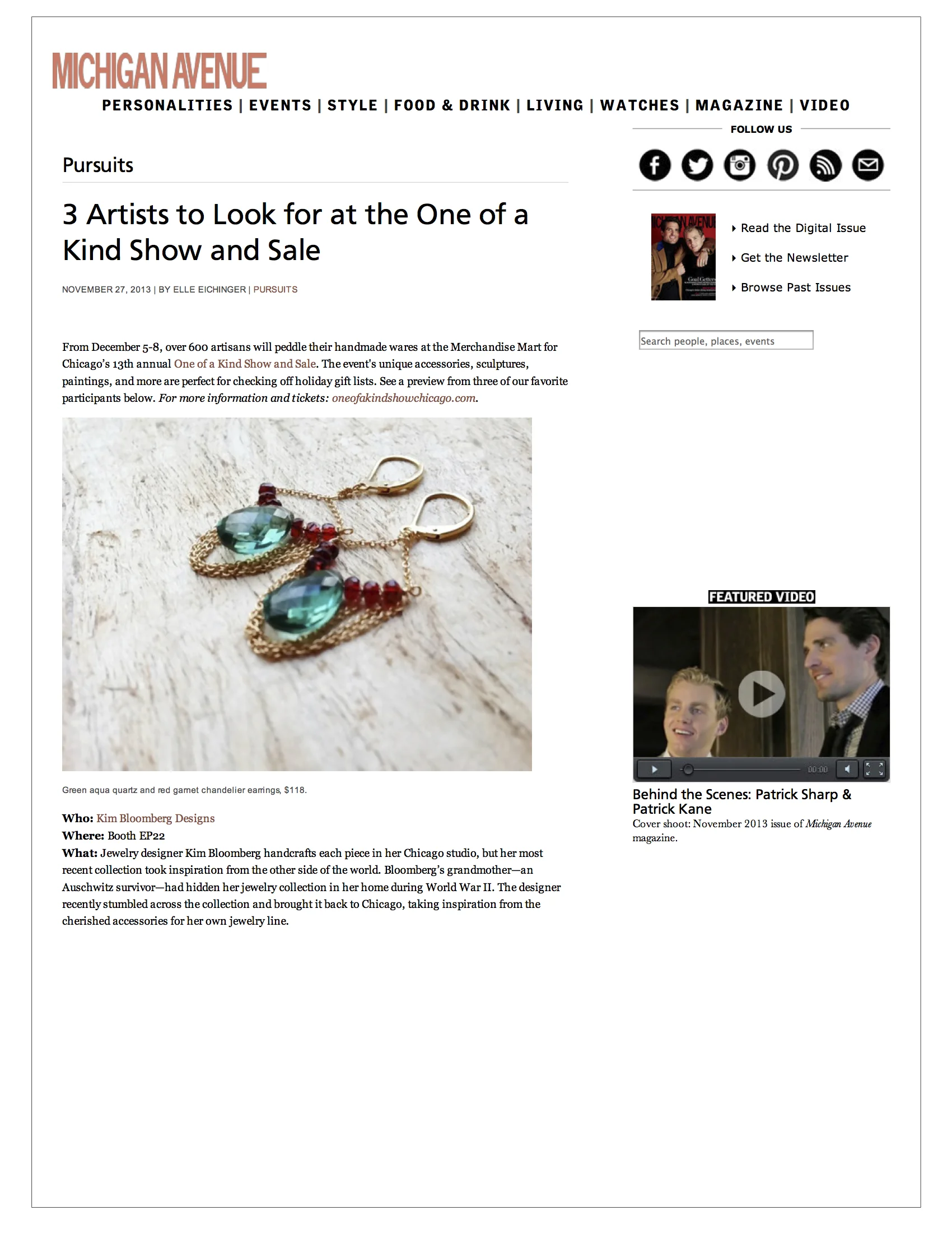 2013-11-27-Michigan Avenue Features Lisa Bick - One of a Kind 2013 .jpg