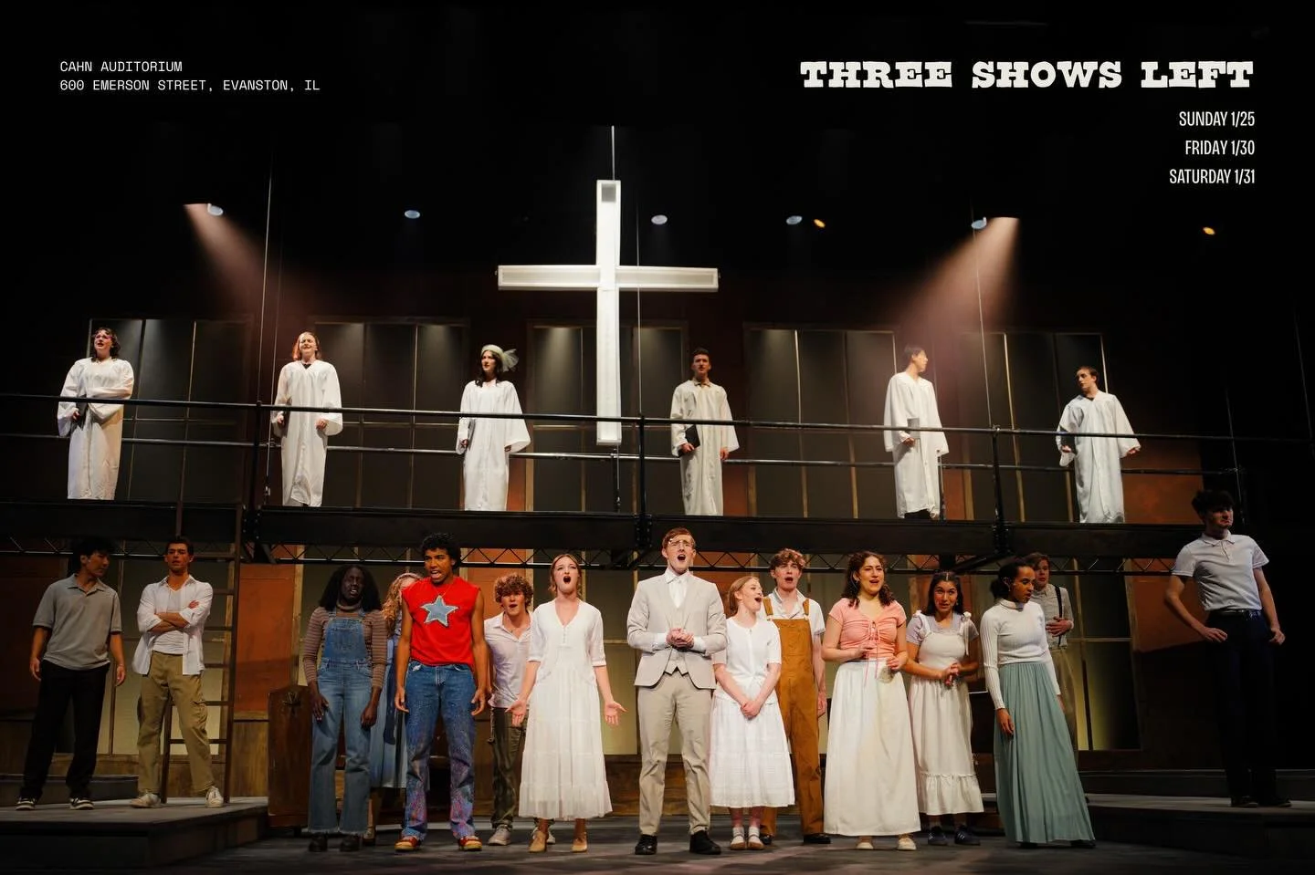 On this Sunday&hellip; join the residents of Bomont in celebration ⛪️✨ 

Footloose has 3 shows remaining before we close! Get your tickets today at nudolphinshow.org🎟️

For ticket holders for the Sunday 1/25 performance, please join us after for a t