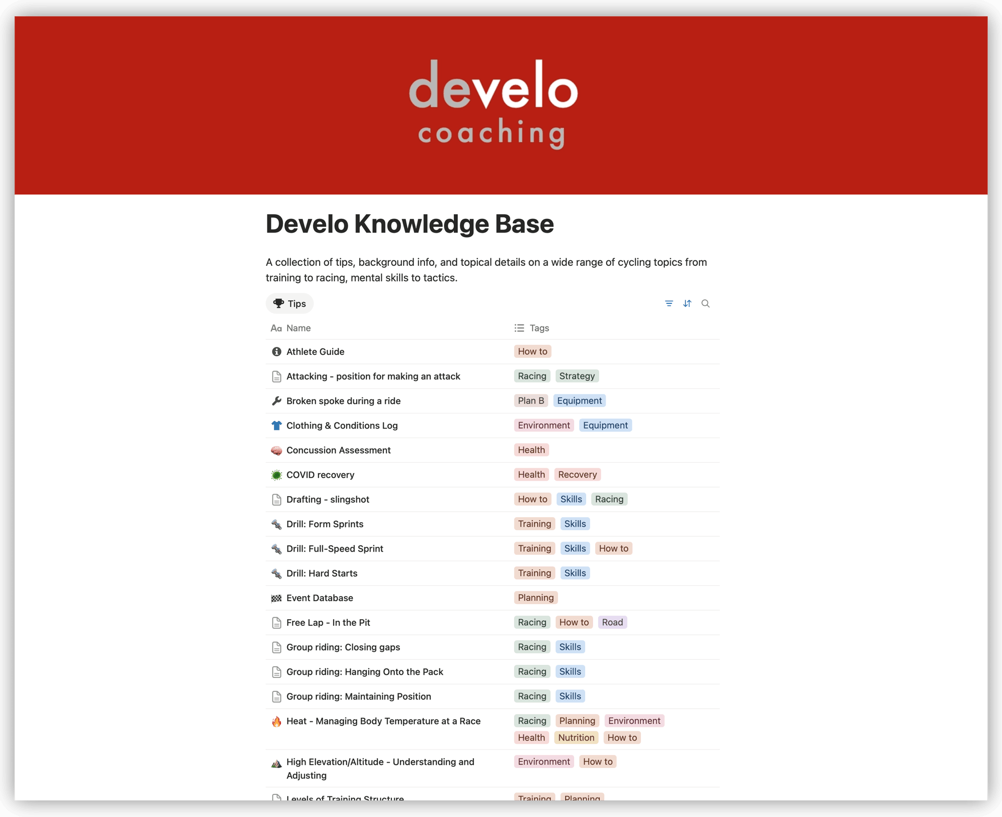 develo knowledge base screenshot