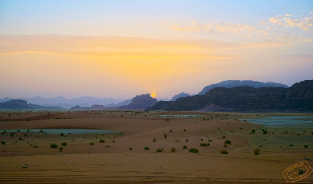 A colorful sunset in the desert