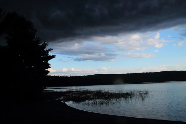 Grand Lake after our safe return… check out those dark skies!