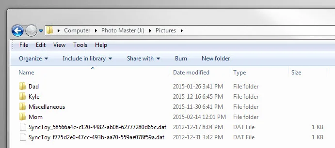 The contents of J:\Pictures