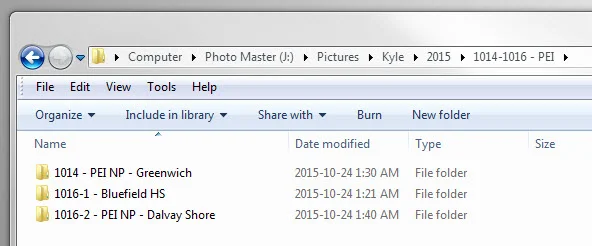 The contents of J:\Pictures\Kyle\2015\1014-1016 - PEI